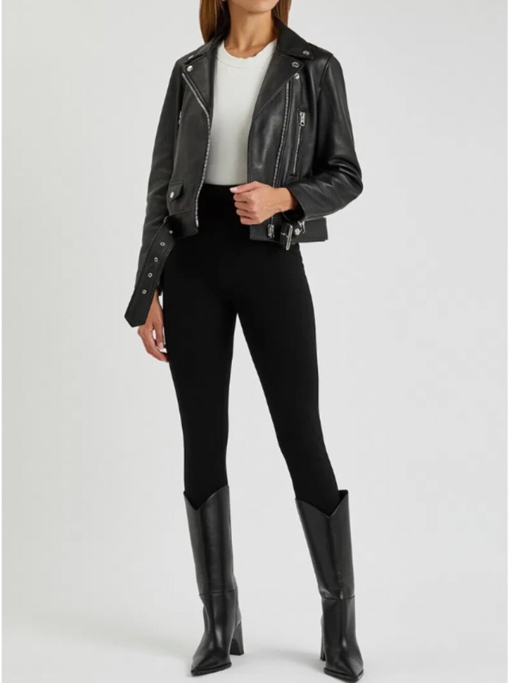 Acne Studios Mock Motorcycle Leather Jacket Black Moto Size 34